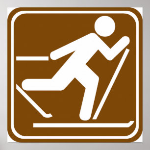 Cross Country-Skifahren-Landstraßen-Zeichen Poster