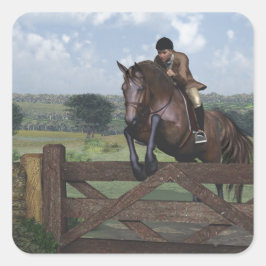 Cross Country - Springreiter Quadratischer Aufkleber