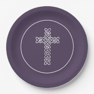 Cross Eggplant Kommunion Taufen Christening Pappteller