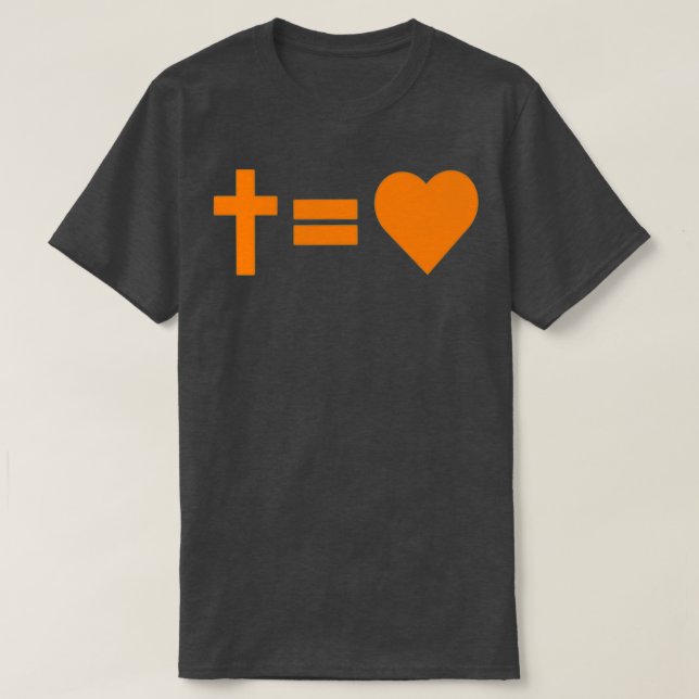 Cross Equals Liebe Orange T-Shirt (Design vorne)