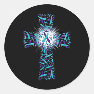 Cross Faith Suicide Prevention Awareness Ribbon Su Runder Aufkleber