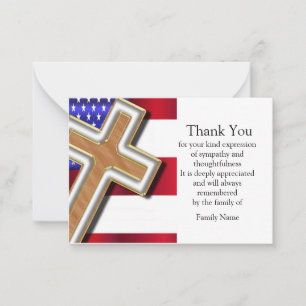Cross Flag USA nach Begräbnis Danke Karten