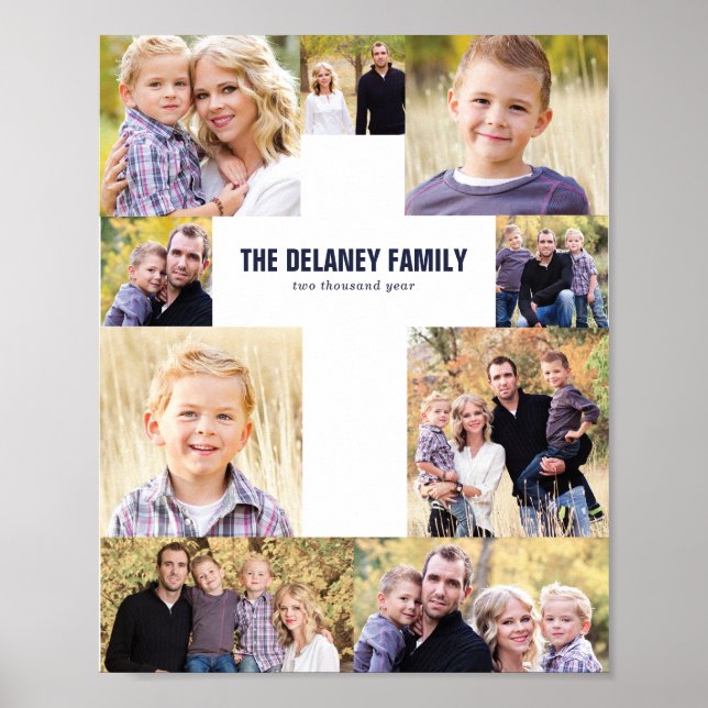 Cross Foto Collage Family Foto Geschenk Poster (Vorne)