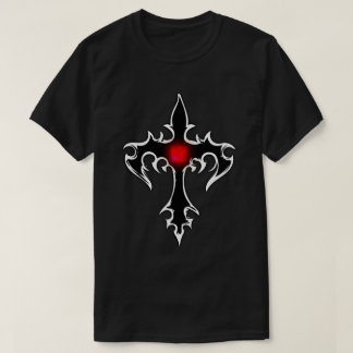 Cross Goth Schwarz Rubinrot T-Shirt