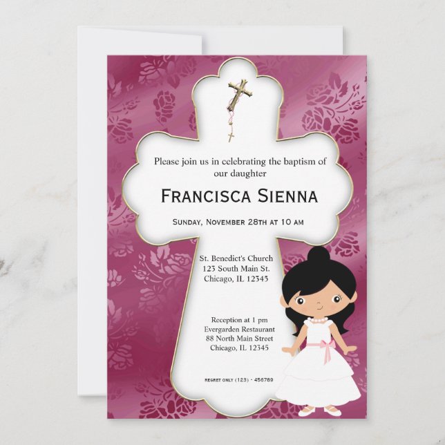 Cross Holy Communion Girl Einladung (Vorderseite)