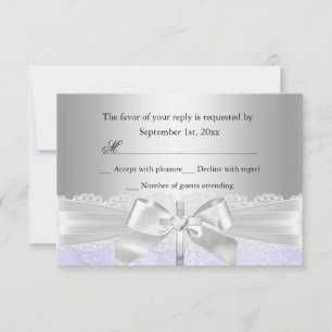 Cross & Lace Bow Lila Taufe/Christening UAWG RSVP Karte