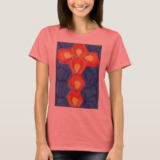 Cross Motif Basic Damen T - Shirt