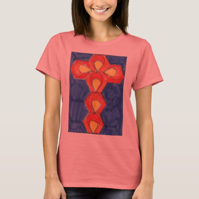 Cross Motif Basic Damen T - Shirt (Vorderseite)