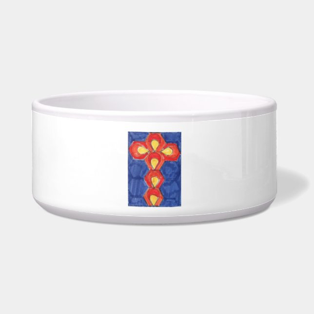 Cross Motif Große Haustierschüssel Napf (Vorderseite)