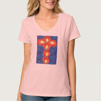Cross Motif Hanes Nano V-Neck T - Shirt