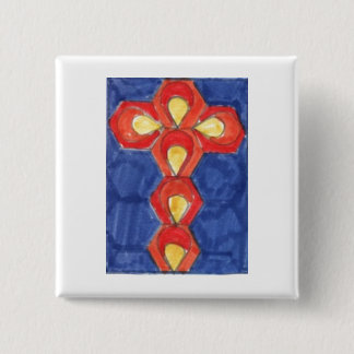 Cross Motif Square Abzeichen Button