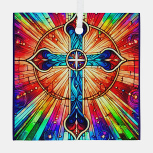 Cross Multi Color Suncatcher Ornament