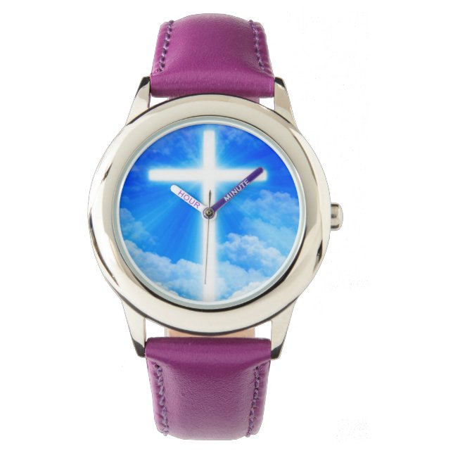 Cross of Light Jesus Christ Customizable Christian Armbanduhr (Vorderseite)