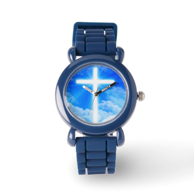 Cross of Light Jesus Christ Customizable Christian Armbanduhr (Vorderseite)