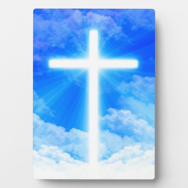 Cross of Light Jesus Christ Customizable Christian Fotoplatte (Vorderseite)