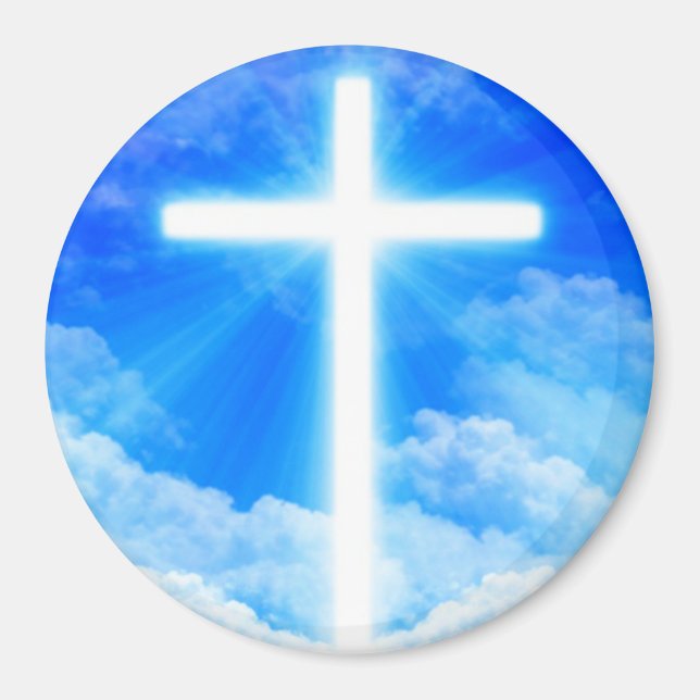 Cross of Light Jesus Christ Customizable Christian Magnet (Vorne)