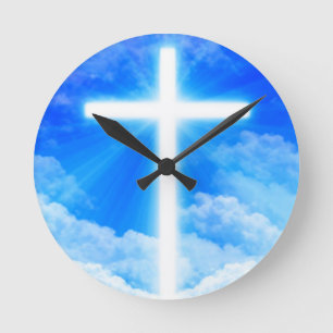 Cross of Light Jesus Christ Customizable Christian Runde Wanduhr