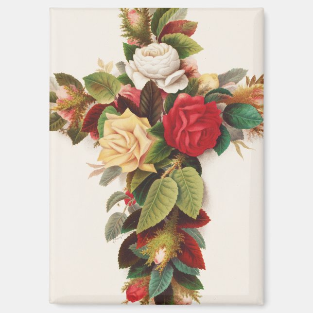 Cross of roses, Victorian era illustration Magnet (Vorderseite)