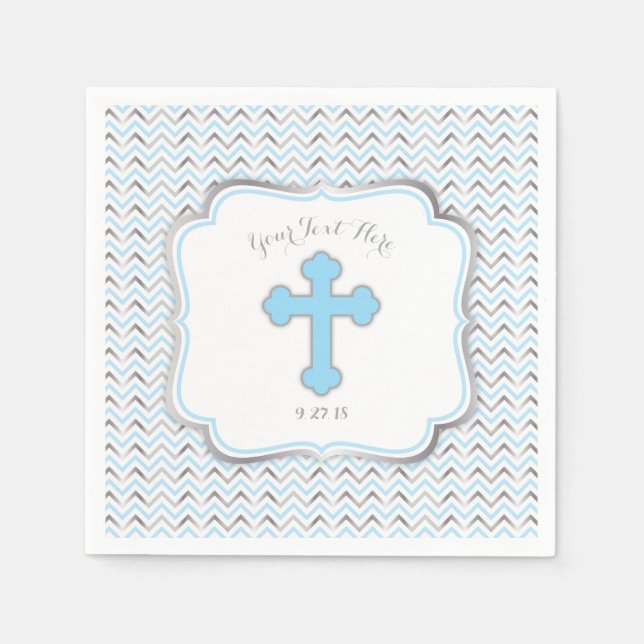 Cross Paper Napkins-Blue & Silver Serviette (Vorderseite)