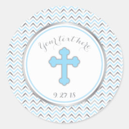 Cross-Party-StickerBlau & Silber Runder Aufkleber