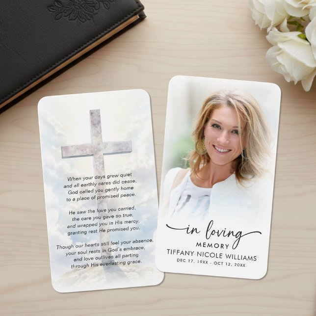 Cross Poem Photo Funeral Memorial Prayer Card (Créateur téléchargé)