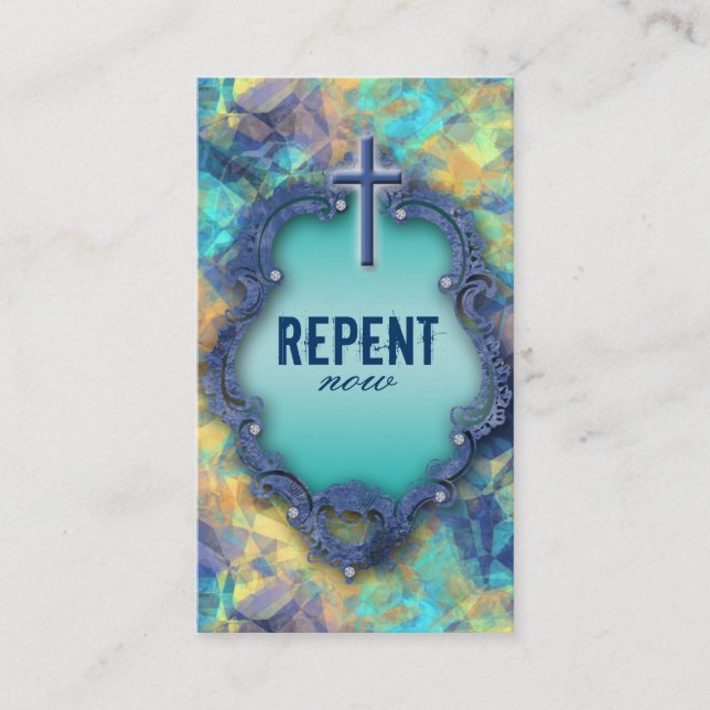 Cross Repent Now Religious Business Card Visitenkarte (Vorderseite)