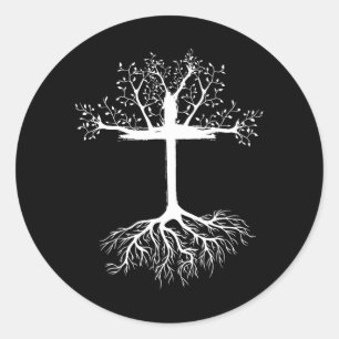 Cross Roots Jesus Runder Aufkleber