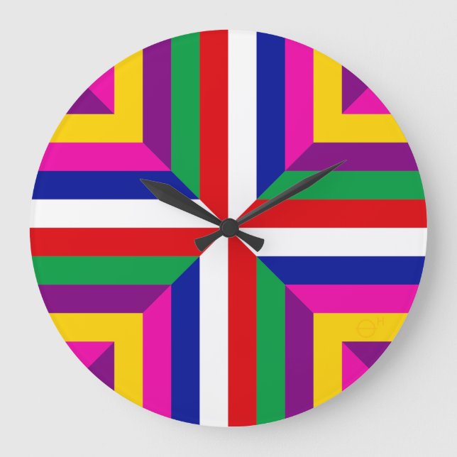 Cross-section of a Star – Red/White – Balanced Große Wanduhr (Vorderseite)