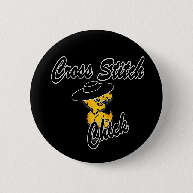 Cross Stitch Chick #4 Button (Vorderseite)