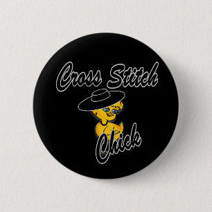 Cross Stitch Chick #4 Button