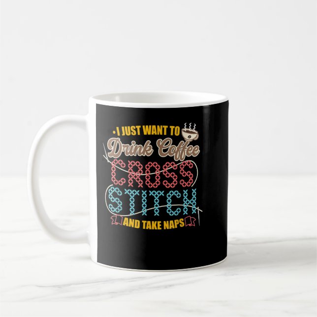 Cross Stitch Coffe Coffein Drink Kaffeetasse (Links)