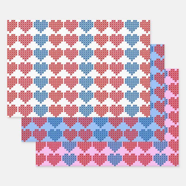 Cross-Stitch Hearts Collection Geschenkpapier Set (Set)