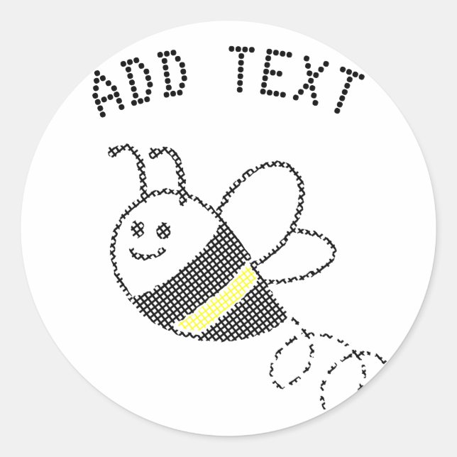 Cross Stitch Muster Niedliche BienenBaby-Dusche Runder Aufkleber (Vorderseite)