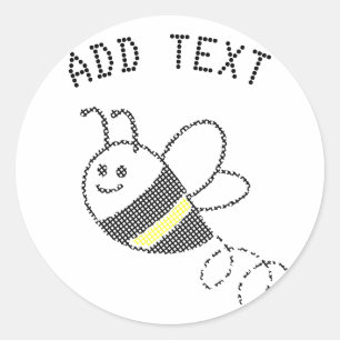 Cross Stitch Muster Niedliche BienenBaby-Dusche Runder Aufkleber