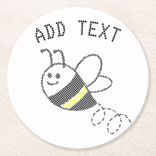 Cross Stitch Muster Niedliche BienenBaby-Dusche Runder Pappuntersetzer