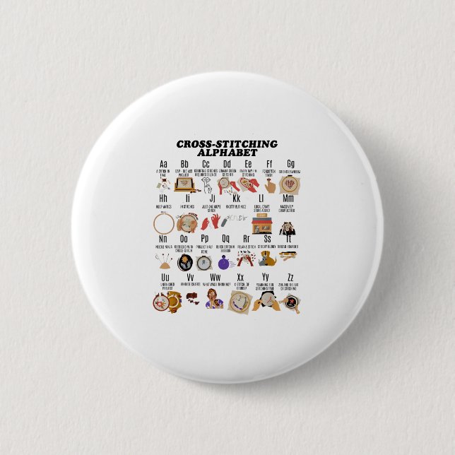 Cross Stitching Alphabet Funny Cross Stitover Love Button (Vorderseite)