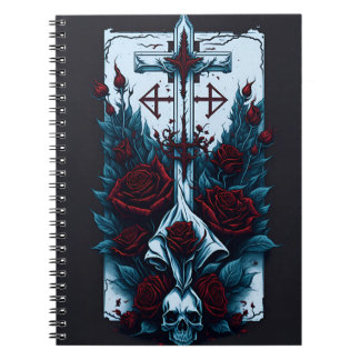 cross tattoo flower 10 notizblock