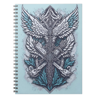 cross tattoo flower 26 notizblock