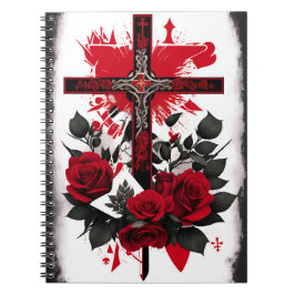 cross tattoo flower 7 notizblock