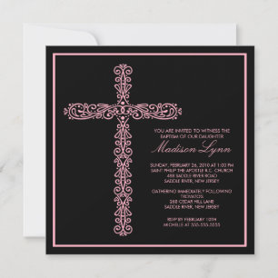 Cross-Taufe Christening Girl-Taufschein-Initiative Einladung