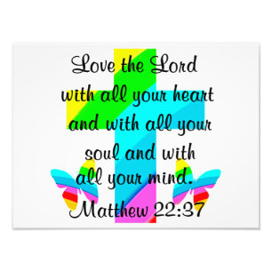 CROSS UND BUTTERFLY MATTHEW 22:37-DESIGN FOTODRUCK