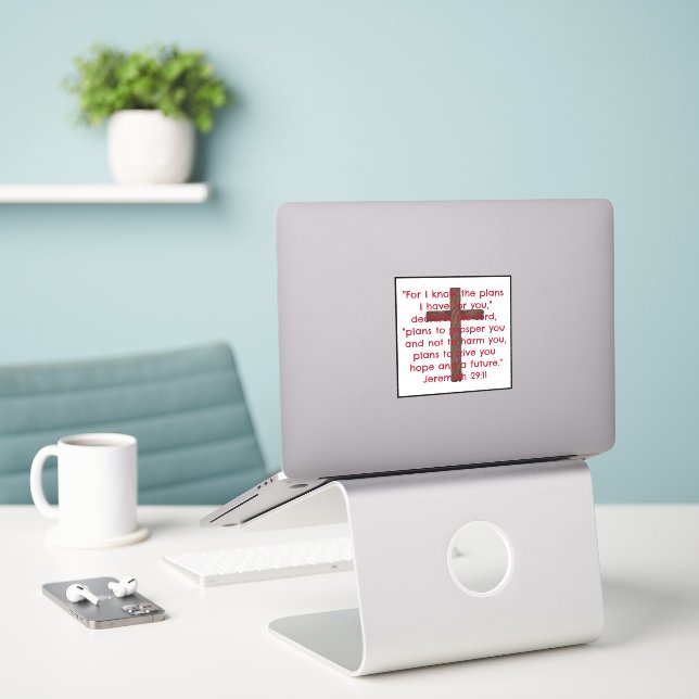 Cross und Jeremiah 29:11 Bibelverse Aufkleber (Laptop auf Schreibtisch)