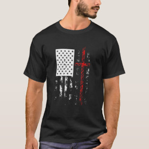 Cross USA Flag Religious Jesus Christlich Faith Ve T-Shirt