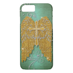 Cross w Glitzer Diamond Jewel Look Angel Wings Case-Mate iPhone Hülle
