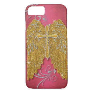 Cross w Glitzer Diamond Jewel Look Angel Wings iPhone 8/7 Hülle