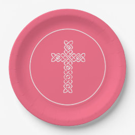 Cross Watermelon Rosa Kommunion Taufe Christen Pappteller