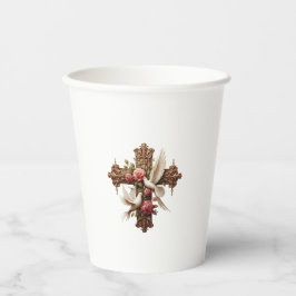 Cross with Doves - Christian Faith Inspirational D Pappbecher