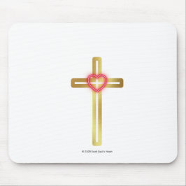 Cross with Heart in the Middle  Mousepad