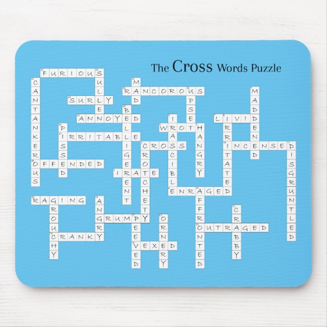 Cross Words Puzzle Semantics Humor Blue Mousepad (Vorne)