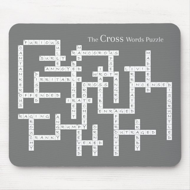 Cross Words Puzzle Semantics Humor Grey Mousepad (Vorne)
